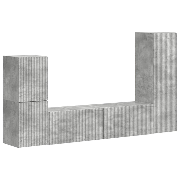 Set comodă TV Pe perete 4 pcs Gri din beton Lemn compozit - WALTI WALTI