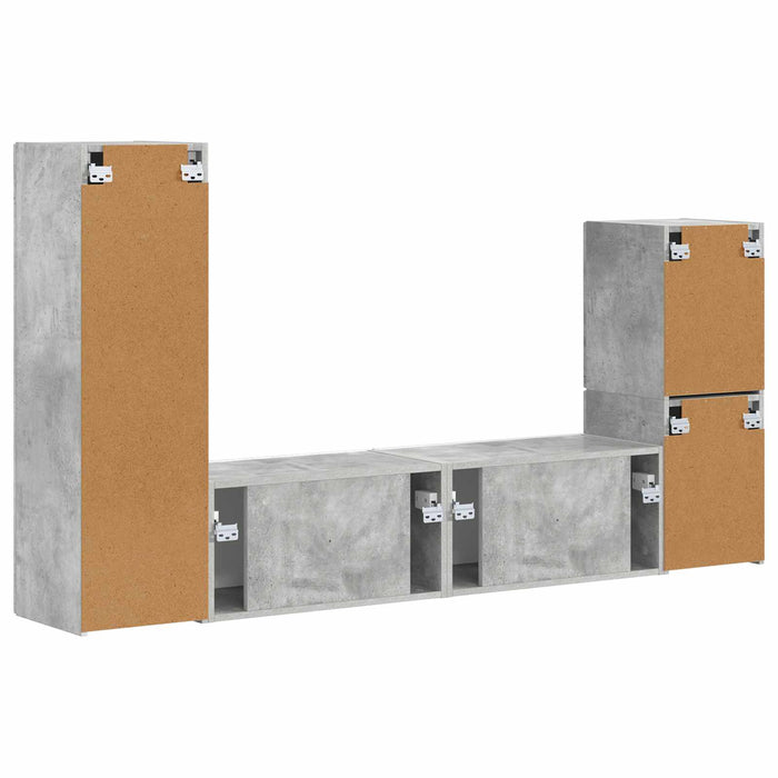 Set comodă TV Pe perete 4 pcs Gri din beton Lemn compozit - WALTI WALTI
