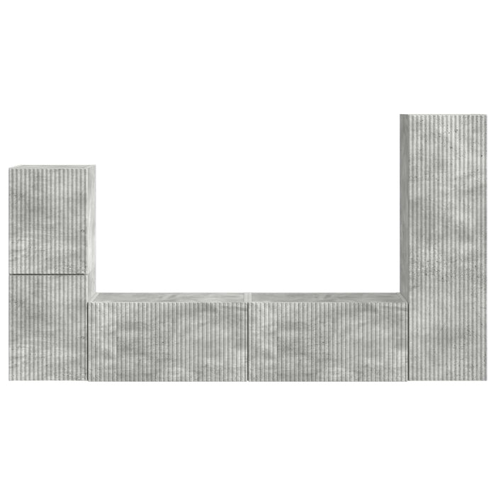 Set comodă TV Pe perete 4 pcs Gri din beton Lemn compozit - WALTI WALTI