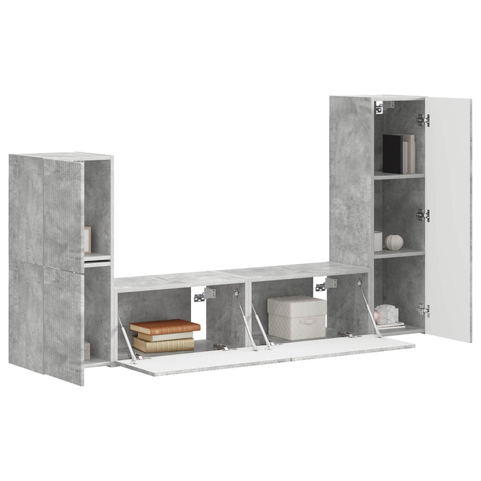 Set comodă TV Pe perete 4 pcs Gri din beton Lemn compozit - WALTI WALTI