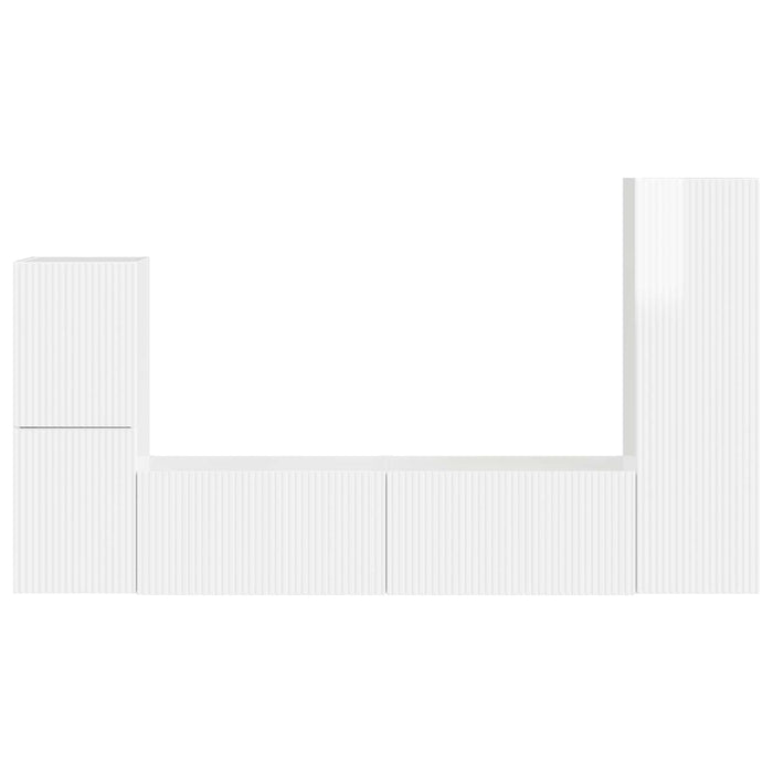 Set comodă TV Pe perete 4 pcs Alb lucios Lemn compozit - WALTI WALTI
