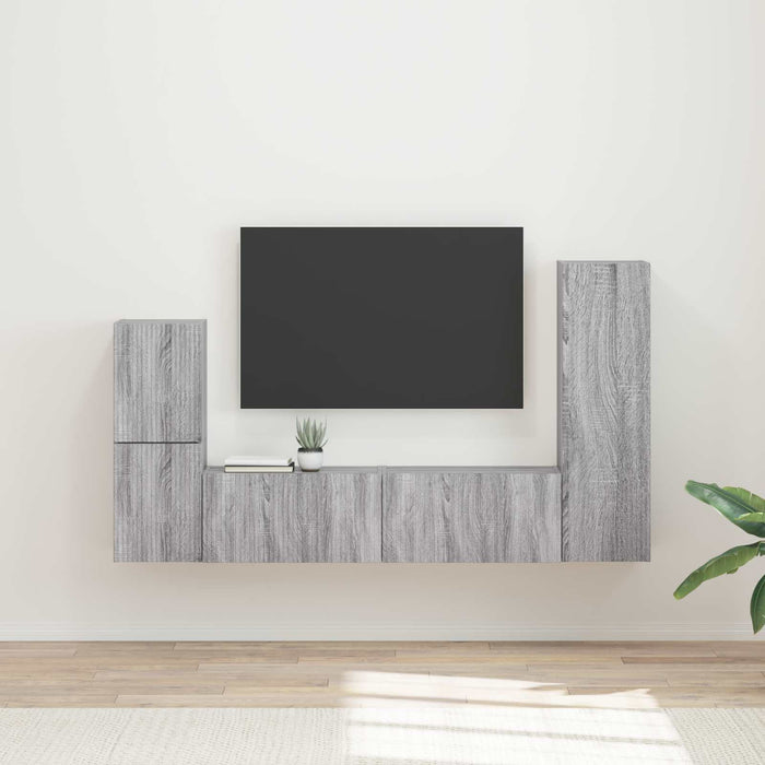 Set comodă TV Pe perete 4 pcs Gri Sonoma Lemn compozit - WALTI WALTI