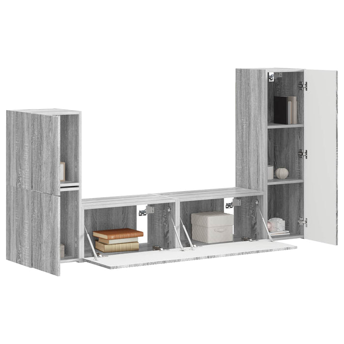 Set comodă TV Pe perete 4 pcs Gri Sonoma Lemn compozit - WALTI WALTI