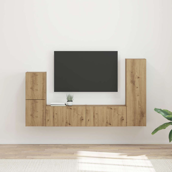 Set comodă TV Pe perete 4 pcs Stejar Artizanal Lemn compozit - WALTI WALTI