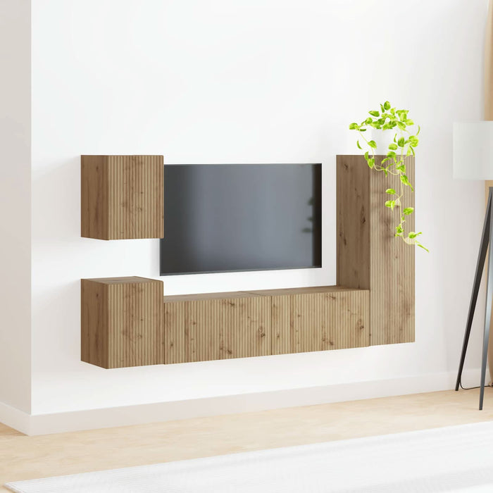 Set comodă TV Pe perete 4 pcs Stejar Artizanal Lemn compozit - WALTI WALTI