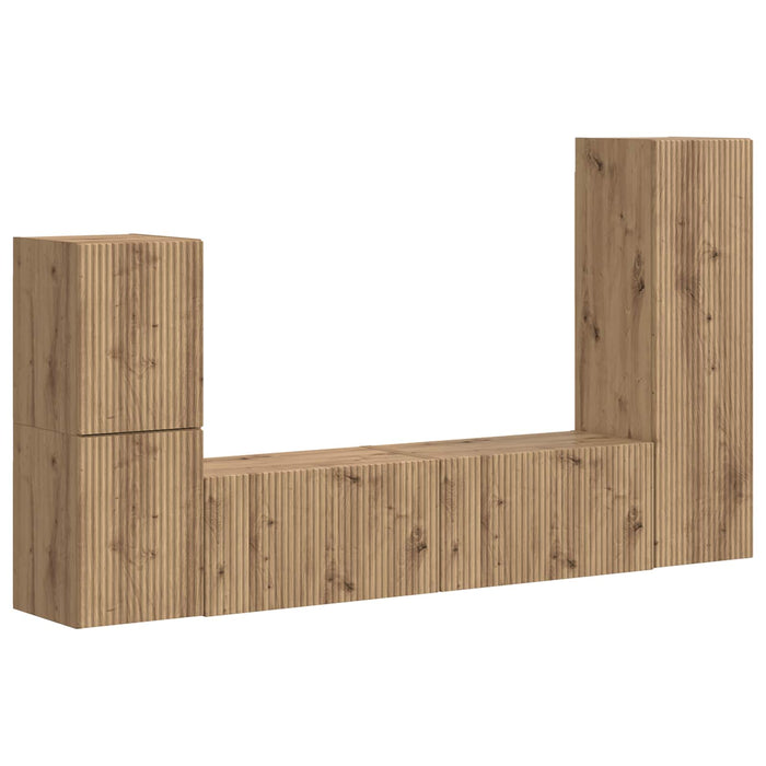 Set comodă TV Pe perete 4 pcs Stejar Artizanal Lemn compozit - WALTI WALTI