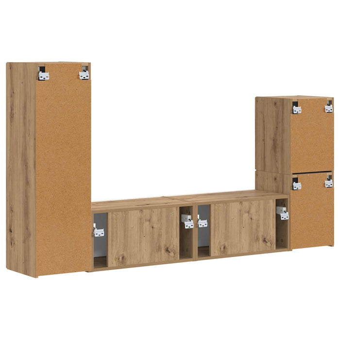 Set comodă TV Pe perete 4 pcs Stejar Artizanal Lemn compozit - WALTI WALTI