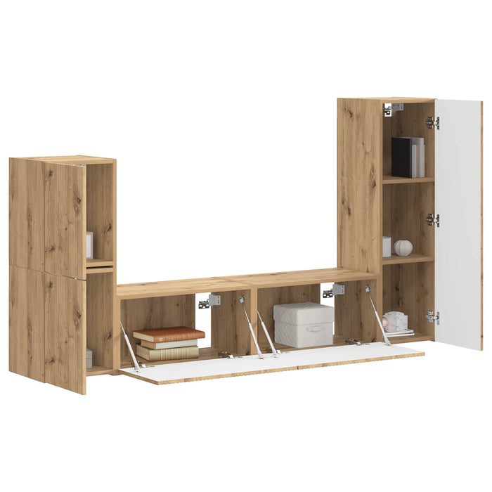 Set comodă TV Pe perete 4 pcs Stejar Artizanal Lemn compozit - WALTI WALTI