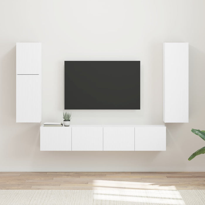 Set comodă TV Pe perete 4 pcs Alb Lemn compozit - WALTI WALTI