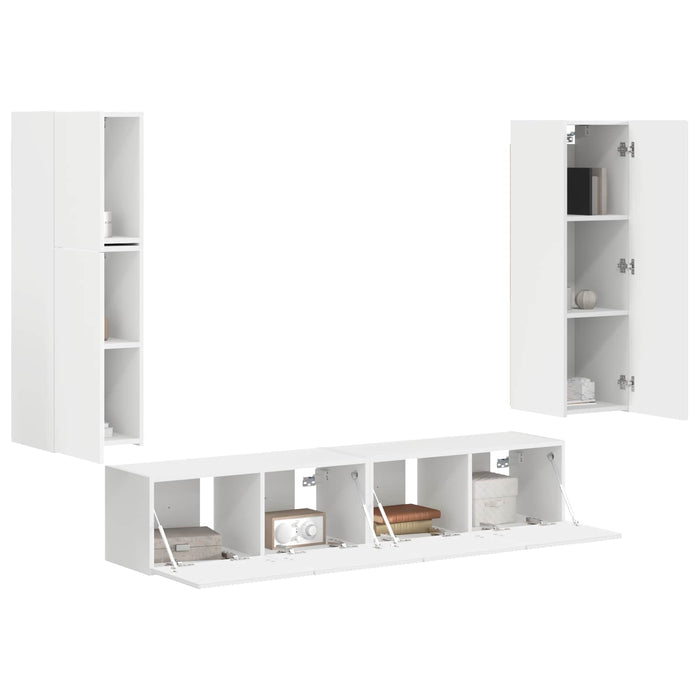 Set comodă TV Pe perete 4 pcs Alb Lemn compozit - WALTI WALTI