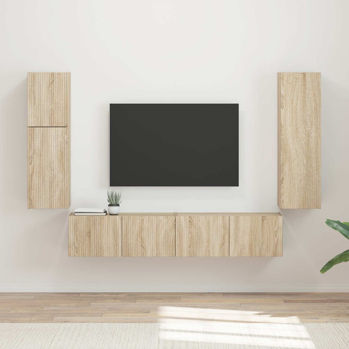 Set comodă TV Pe perete 4 pcs Stejar Sonoma Lemn compozit - WALTI WALTI