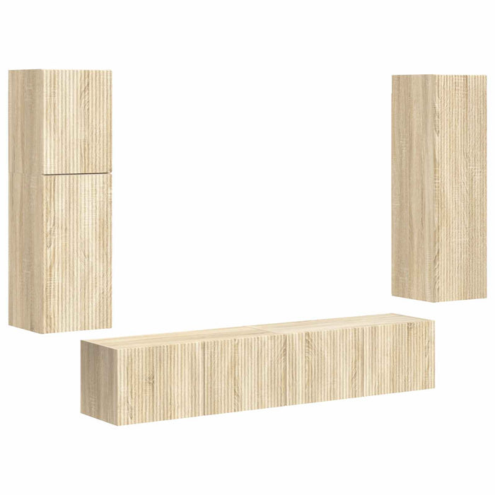 Set comodă TV Pe perete 4 pcs Stejar Sonoma Lemn compozit - WALTI WALTI