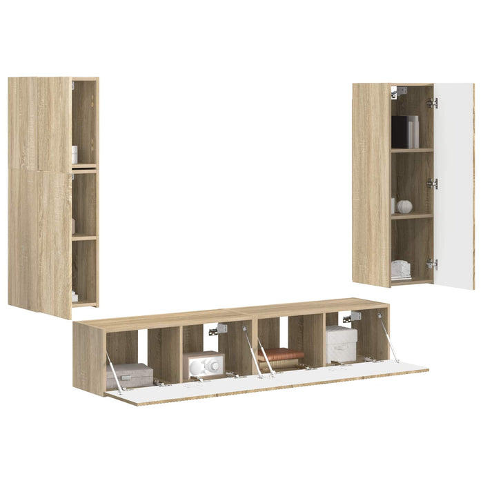 Set comodă TV Pe perete 4 pcs Stejar Sonoma Lemn compozit - WALTI WALTI