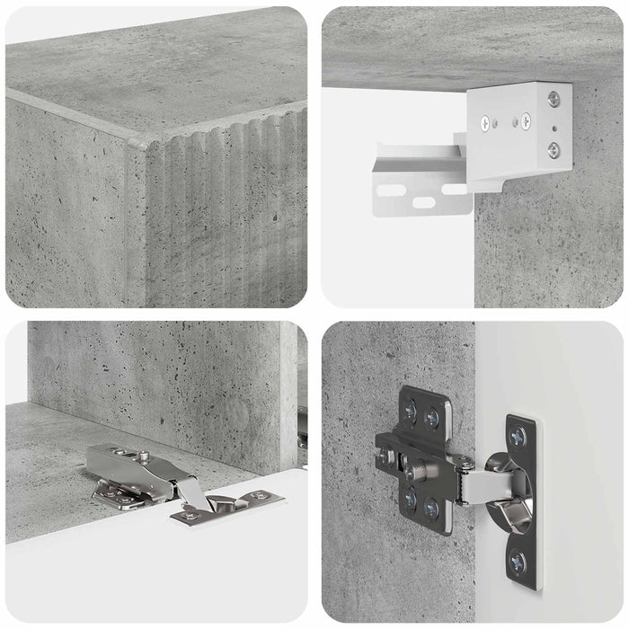Set comodă TV Pe perete 4 pcs Gri din beton Lemn compozit - WALTI WALTI