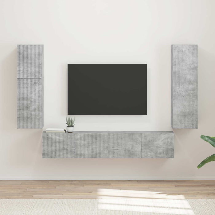 Set comodă TV Pe perete 4 pcs Gri din beton Lemn compozit - WALTI WALTI