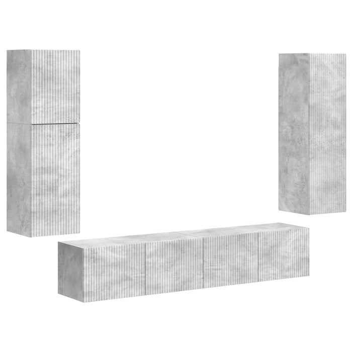 Set comodă TV Pe perete 4 pcs Gri din beton Lemn compozit - WALTI WALTI