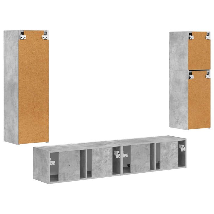 Set comodă TV Pe perete 4 pcs Gri din beton Lemn compozit - WALTI WALTI