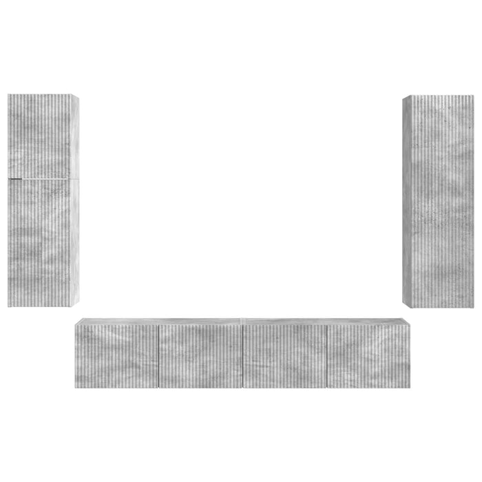 Set comodă TV Pe perete 4 pcs Gri din beton Lemn compozit - WALTI WALTI