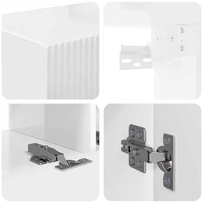 Set comodă TV Pe perete 4 pcs Alb lucios Lemn compozit - WALTI WALTI
