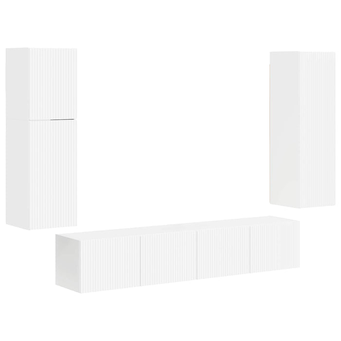 Set comodă TV Pe perete 4 pcs Alb lucios Lemn compozit - WALTI WALTI