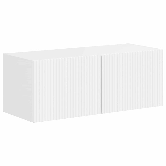 Set comodă TV Pe perete 4 pcs Alb lucios Lemn compozit - WALTI WALTI