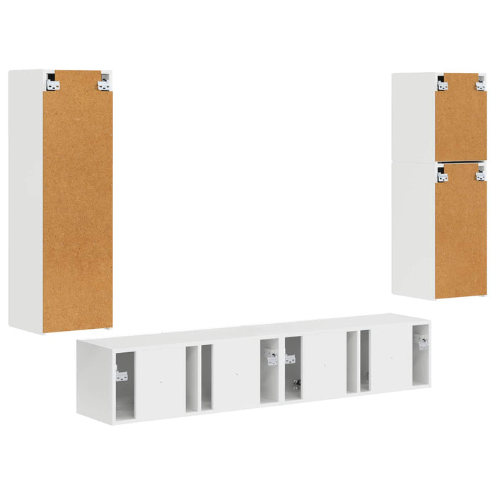 Set comodă TV Pe perete 4 pcs Alb lucios Lemn compozit - WALTI WALTI