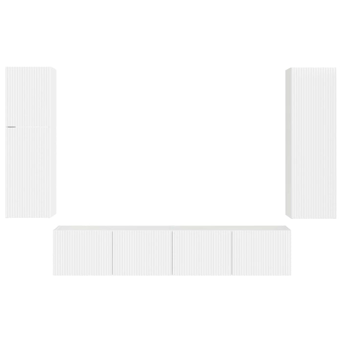 Set comodă TV Pe perete 4 pcs Alb lucios Lemn compozit - WALTI WALTI