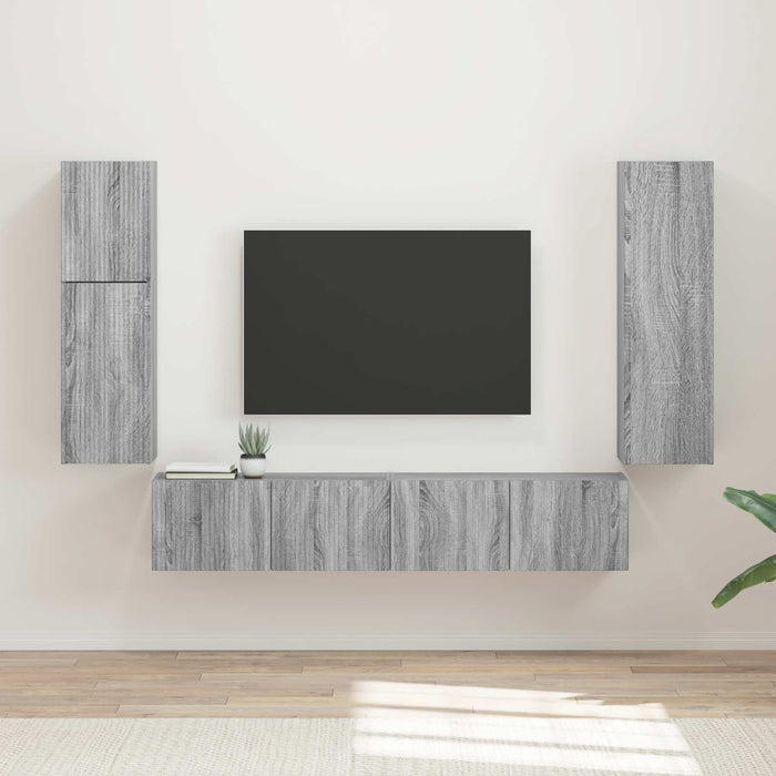 Set comodă TV Pe perete 4 pcs Gri Sonoma Lemn compozit - WALTI WALTI