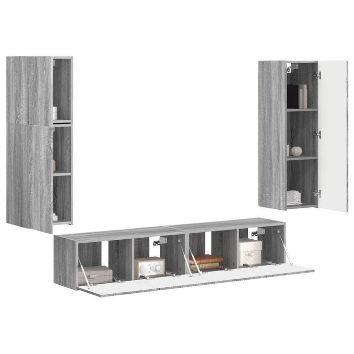 Set comodă TV Pe perete 4 pcs Gri Sonoma Lemn compozit - WALTI WALTI