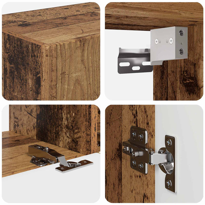 Set comodă TV Pe perete 4 pcs Lemn vechi Lemn compozit - WALTI WALTI