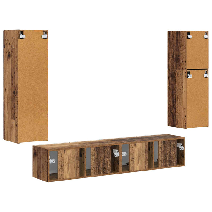 Set comodă TV Pe perete 4 pcs Lemn vechi Lemn compozit - WALTI WALTI