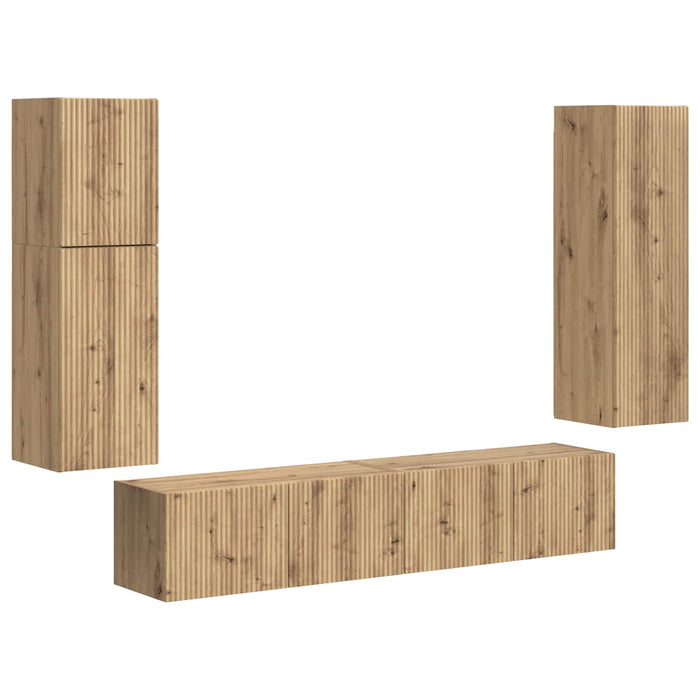 Set comodă TV Pe perete 4 pcs Stejar Artizanal Lemn compozit - WALTI WALTI