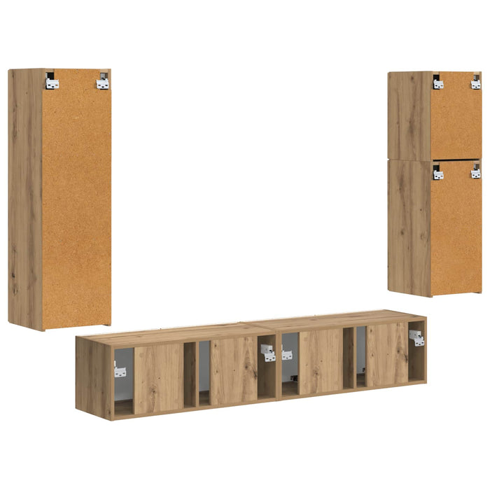 Set comodă TV Pe perete 4 pcs Stejar Artizanal Lemn compozit - WALTI WALTI
