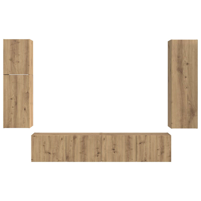 Set comodă TV Pe perete 4 pcs Stejar Artizanal Lemn compozit - WALTI WALTI