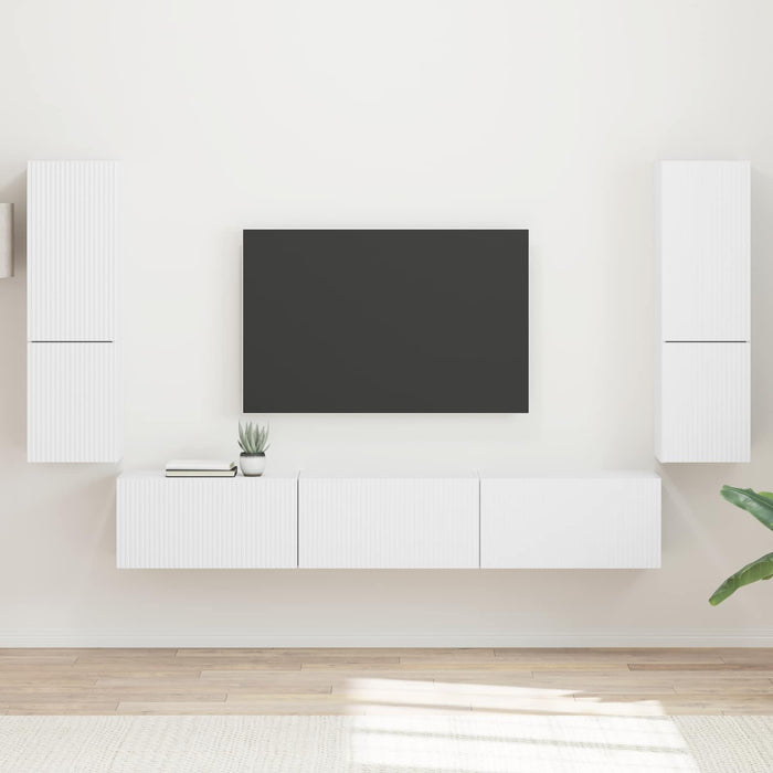 Set comodă TV Pe perete 4 pcs Alb Lemn compozit - WALTI WALTI