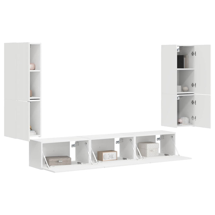 Set comodă TV Pe perete 4 pcs Alb Lemn compozit - WALTI WALTI