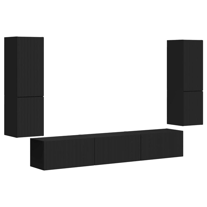 Set comodă TV Pe perete 4 pcs Negru Lemn compozit - WALTI WALTI