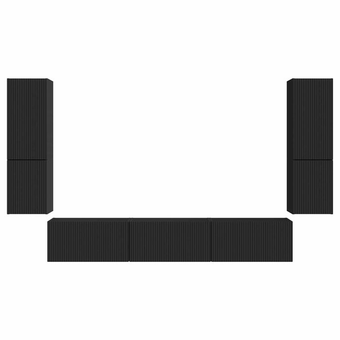 Set comodă TV Pe perete 4 pcs Negru Lemn compozit - WALTI WALTI