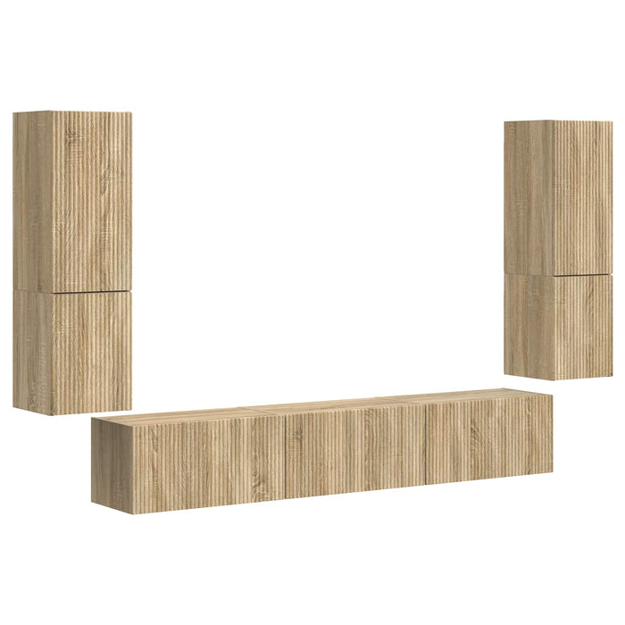 Set comodă TV Pe perete 4 pcs Stejar Sonoma Lemn compozit - WALTI WALTI