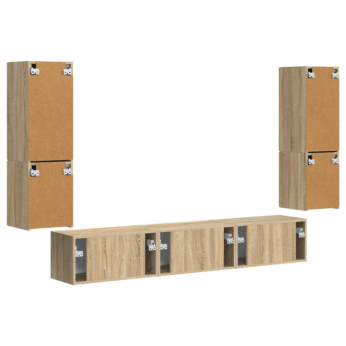 Set comodă TV Pe perete 4 pcs Stejar Sonoma Lemn compozit - WALTI WALTI