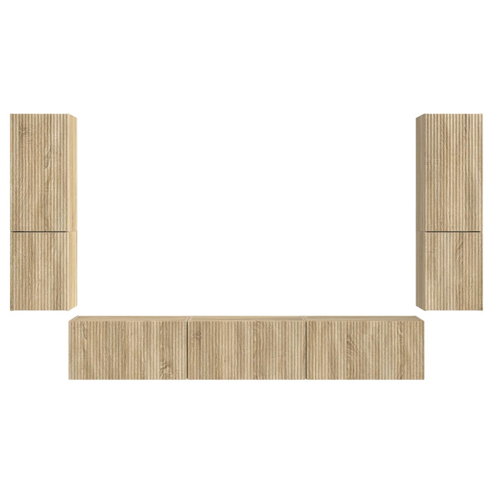 Set comodă TV Pe perete 4 pcs Stejar Sonoma Lemn compozit - WALTI WALTI
