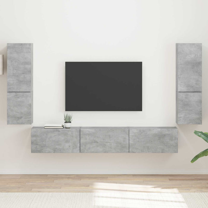 Set comodă TV Pe perete 4 pcs Gri din beton Lemn compozit - WALTI WALTI