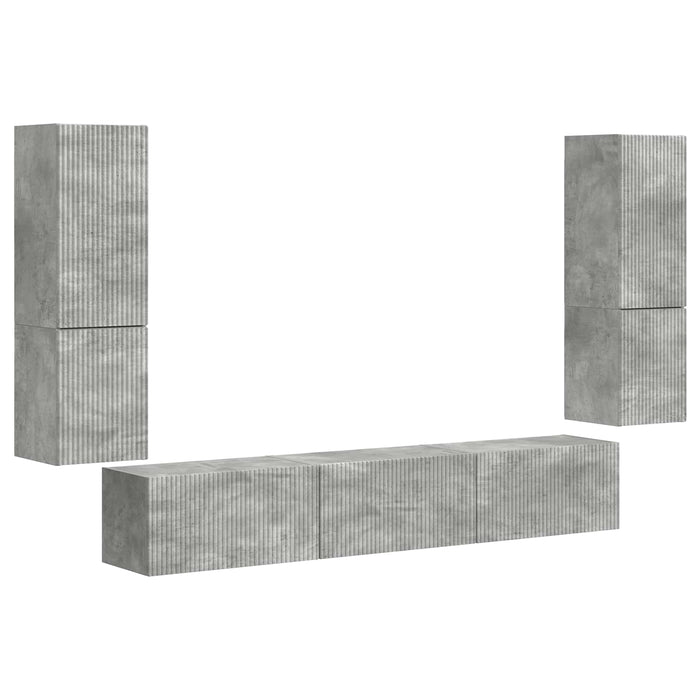 Set comodă TV Pe perete 4 pcs Gri din beton Lemn compozit - WALTI WALTI