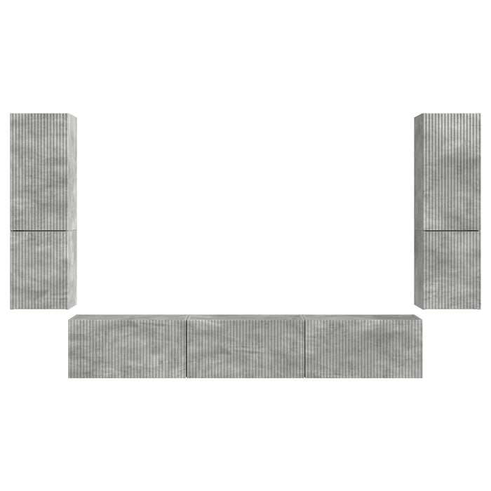 Set comodă TV Pe perete 4 pcs Gri din beton Lemn compozit - WALTI WALTI