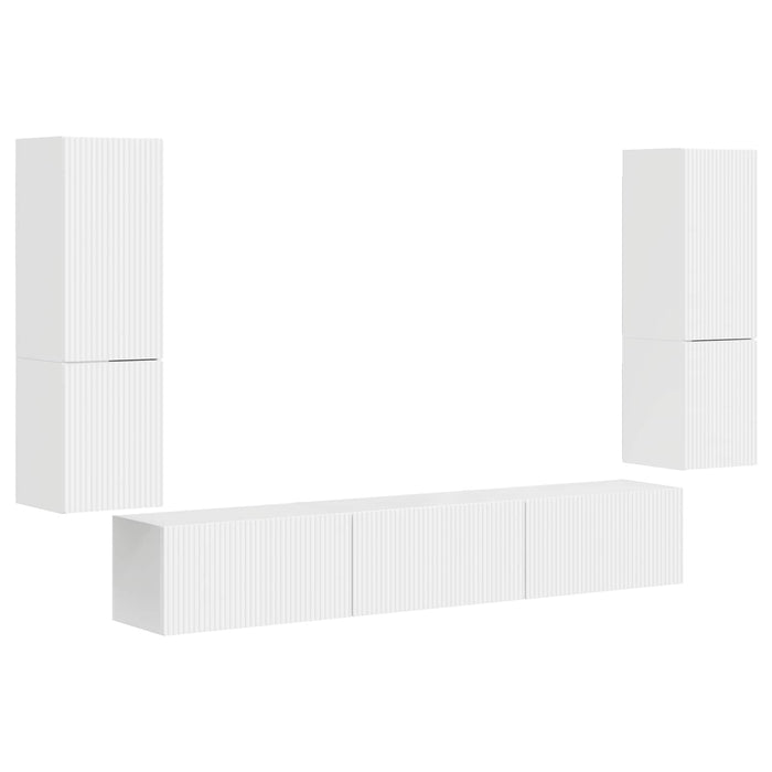 Set comodă TV Pe perete 4 pcs Alb lucios Lemn compozit - WALTI WALTI