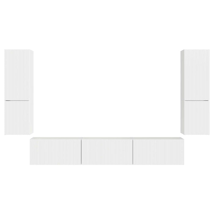 Set comodă TV Pe perete 4 pcs Alb lucios Lemn compozit - WALTI WALTI