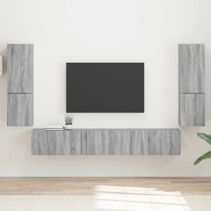 Set comodă TV Pe perete 4 pcs Gri Sonoma Lemn compozit - WALTI WALTI
