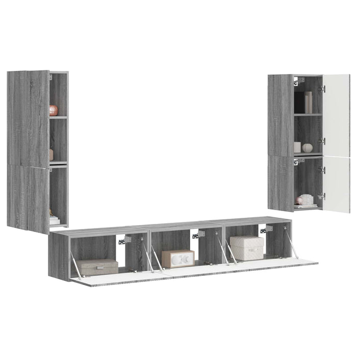 Set comodă TV Pe perete 4 pcs Gri Sonoma Lemn compozit - WALTI WALTI