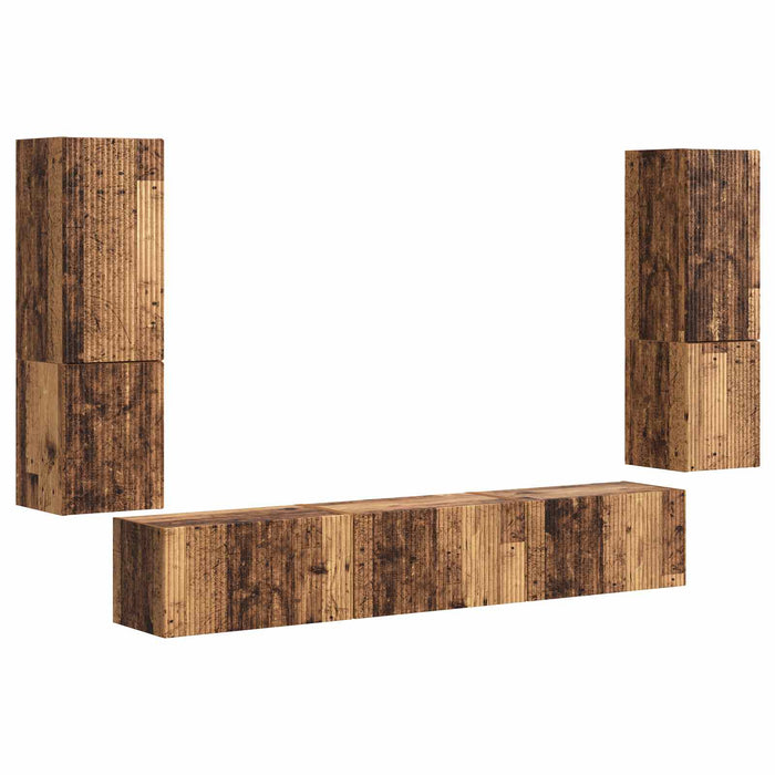 Set comodă TV Pe perete 4 pcs Lemn vechi Lemn compozit - WALTI WALTI