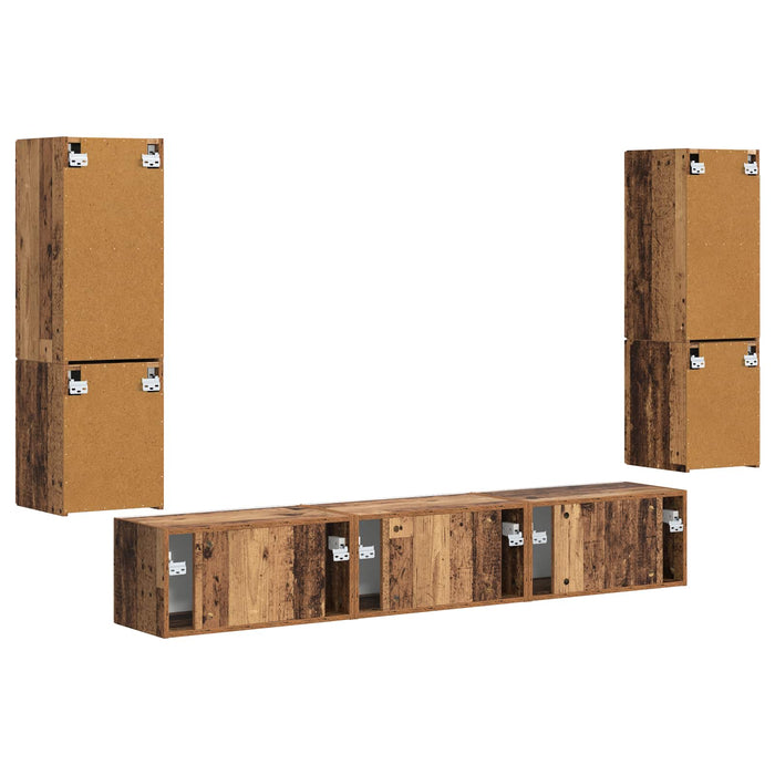 Set comodă TV Pe perete 4 pcs Lemn vechi Lemn compozit - WALTI WALTI